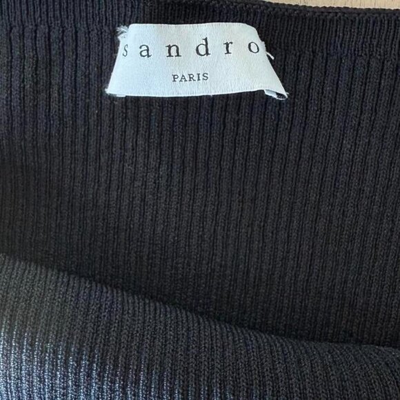 Sandro Paris Black Knit Ruffle Hem Camisole Top | Women’s Size Small - Picture 4 of 5